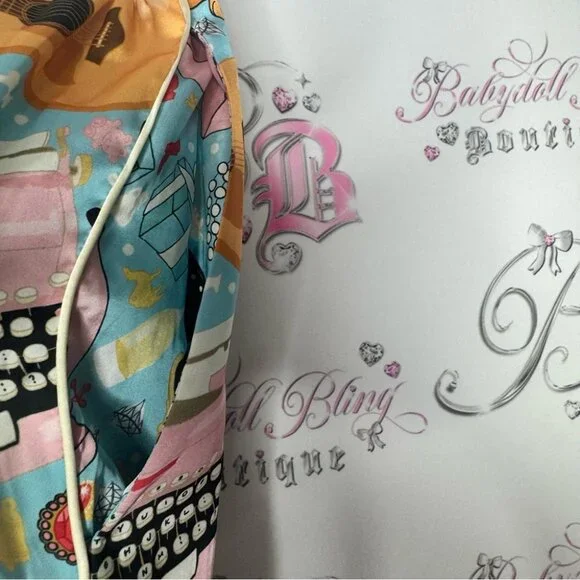 Karen mabon pants pj Colorful Cat Print Pajama Pants gummy bears pearls phone - Picture 11 of 16